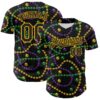 Custom Black Gold 3D Pattern Design Mardi Gras Shrove Tuesday Authentic Baseball Jersey
