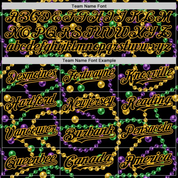 Custom Black Gold 3D Pattern Design Mardi Gras Shrove Tuesday Authentic Baseball Jersey