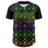 Custom Black Aurora Green 3D Pattern Design Mardi Gras Shrove Tuesday Authentic Baseball Jersey