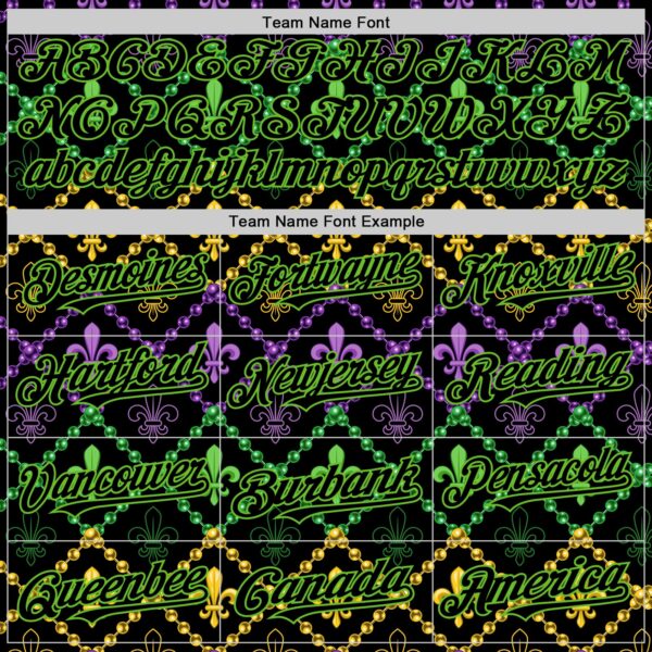 Custom Black Aurora Green 3D Pattern Design Mardi Gras Shrove Tuesday Authentic Baseball Jersey