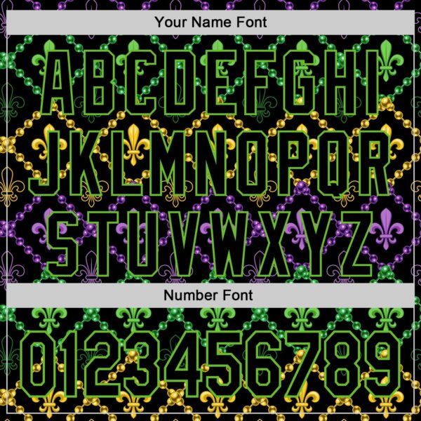 Custom Black Aurora Green 3D Pattern Design Mardi Gras Shrove Tuesday Authentic Baseball Jersey