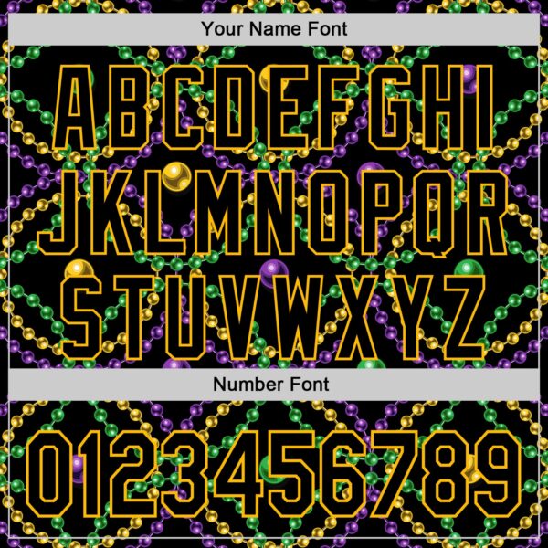 Custom Black Gold 3D Pattern Design Mardi Gras Shrove Tuesday Authentic Baseball Jersey