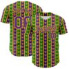 Custom Green Purple-Gold 3D Pattern Design Mardi Gras Shrove Tuesday Authentic Baseball Jersey
