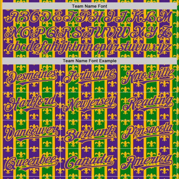 Custom Green Purple-Gold 3D Pattern Design Mardi Gras Shrove Tuesday Authentic Baseball Jersey