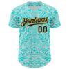 Custom Ice Blue Navy-Gold 3D Pattern Design Burner Costumes Tribal Tattoo Authentic Baseball Jersey