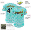 Custom Ice Blue Navy-Gold 3D Pattern Design Burner Costumes Tribal Tattoo Authentic Baseball Jersey