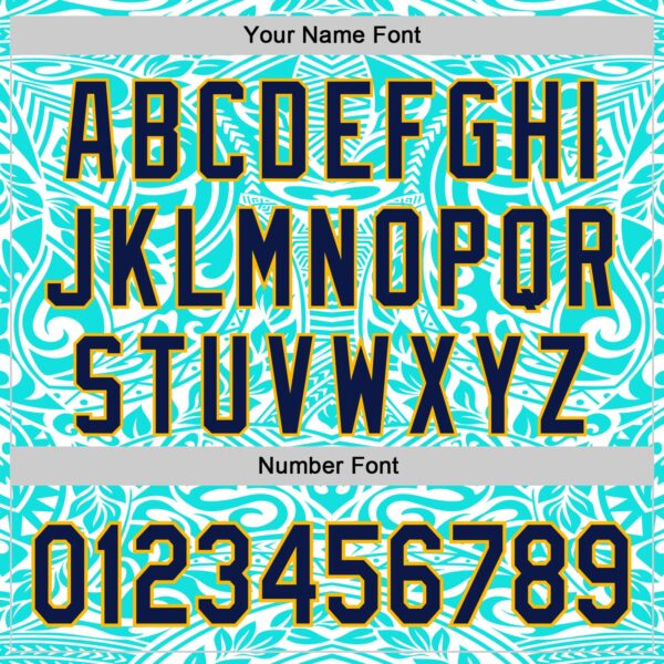 Custom Ice Blue Navy-Gold 3D Pattern Design Burner Costumes Tribal Tattoo Authentic Baseball Jersey