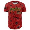 Custom Red Navy-Gold 3D Pattern Design Burner Costumes Paisley Bandana Authentic Baseball Jersey