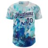 Custom White Navy 3D Pattern Design Burner Costumes Watercolor Paint Authentic Baseball Jersey