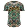 Custom Green Navy-Gold 3D Pattern Design Burner Costumes Psychedelic Authentic Baseball Jersey