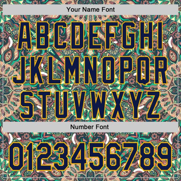 Custom Green Navy-Gold 3D Pattern Design Burner Costumes Psychedelic Authentic Baseball Jersey