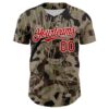 Custom Camo Red-White 3D Pattern Design Burner Costumes Grunge Camo Authentic Salute To Service Baseball Jersey