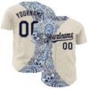 Custom Cream Navy Royal-Vegas Gold 3D Pattern Design Burner Costumes Paisley Authentic Baseball Jersey