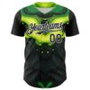 Custom Black Green-White 3D Pattern Design Rave Party Poison Liquid Authentic Baseball Jersey