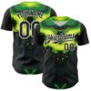 Custom Black Green-White 3D Pattern Design Rave Party Poison Liquid Authentic Baseball Jersey