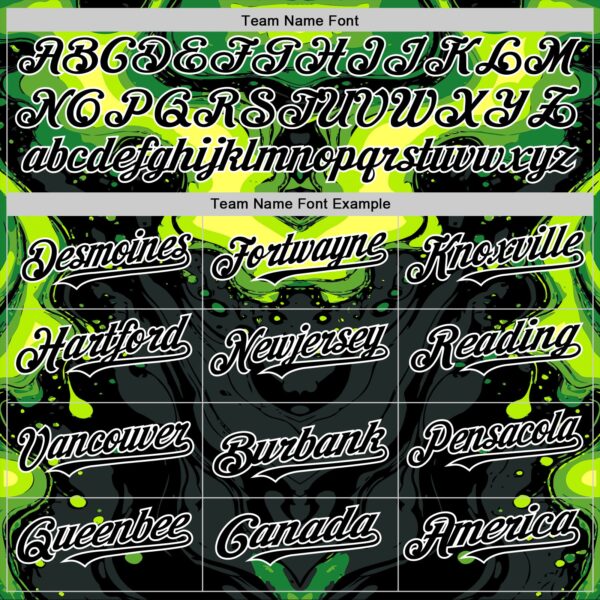 Custom Black Green-White 3D Pattern Design Rave Party Poison Liquid Authentic Baseball Jersey