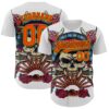 Custom White Orange Black-Yellow 3D Pattern Design Rave Party Vintage Geisha Skull Authentic Baseball Jersey