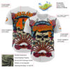 Custom White Orange Black-Yellow 3D Pattern Design Rave Party Vintage Geisha Skull Authentic Baseball Jersey
