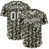 Custom Cream White-Black 3D Pattern Design Rave Party Animal Leopard Print Authentic Baseball Jersey