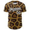 Custom Brown White-Black 3D Pattern Design Rave Party Animal Leopard Print Authentic Baseball Jersey