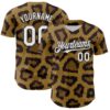 Custom Brown White-Black 3D Pattern Design Rave Party Animal Leopard Print Authentic Baseball Jersey