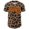 Custom Brown Orange Black-Yellow 3D Pattern Design Rave Party Animal Leopard Print Authentic Baseball Jersey