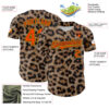 Custom Brown Orange Black-Yellow 3D Pattern Design Rave Party Animal Leopard Print Authentic Baseball Jersey