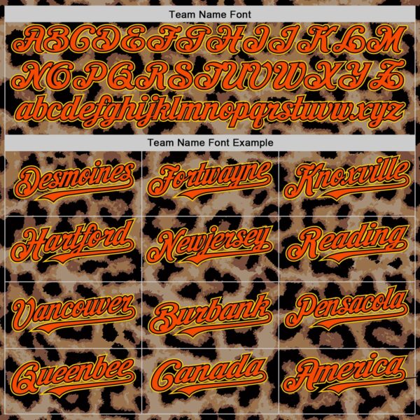 Custom Brown Orange Black-Yellow 3D Pattern Design Rave Party Animal Leopard Print Authentic Baseball Jersey