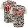 Custom Cream Red-White 3D Pattern Design Rave Party Animal Leopard Print Authentic Baseball Jersey
