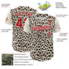 Custom Cream Red-White 3D Pattern Design Rave Party Animal Leopard Print Authentic Baseball Jersey