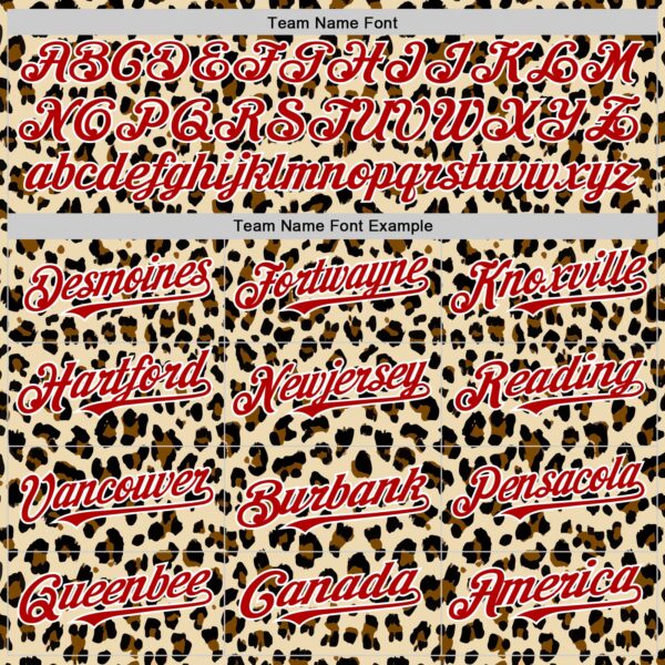 Custom Cream Red-White 3D Pattern Design Rave Party Animal Leopard Print Authentic Baseball Jersey