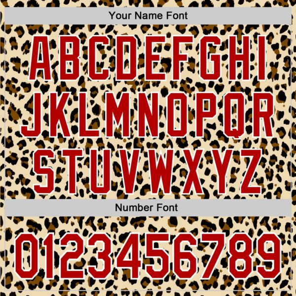 Custom Cream Red-White 3D Pattern Design Rave Party Animal Leopard Print Authentic Baseball Jersey