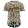 Custom Cream Navy-Gold 3D Pattern Design Rave Party Animal Leopard Print Authentic Baseball Jersey