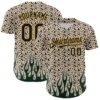 Custom Cream Navy-Gold 3D Pattern Design Rave Party Animal Leopard Print Authentic Baseball Jersey