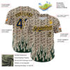 Custom Cream Navy-Gold 3D Pattern Design Rave Party Animal Leopard Print Authentic Baseball Jersey