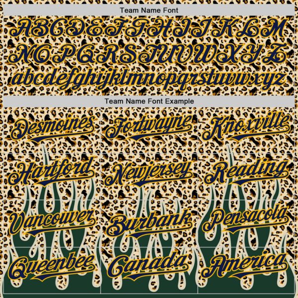 Custom Cream Navy-Gold 3D Pattern Design Rave Party Animal Leopard Print Authentic Baseball Jersey