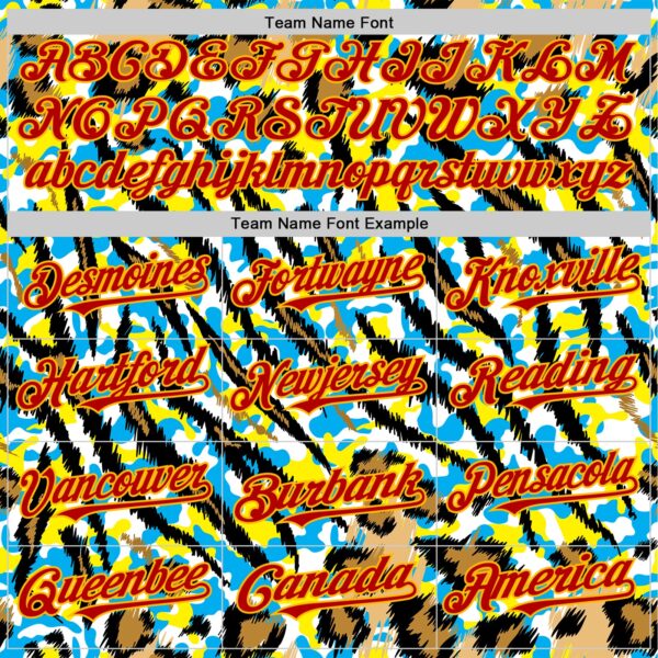 Custom White Red-Gold 3D Pattern Design Rave Party Animal Tiger And Leopard Print Authentic Baseball Jersey