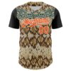 Custom Black Orange-White 3D Pattern Design Rave Party Animal Snake Python Print Authentic Baseball Jersey
