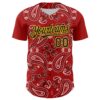 Custom Red Black-Gold 3D Pattern Design Rave Party Paisley Bandana Authentic Baseball Jersey