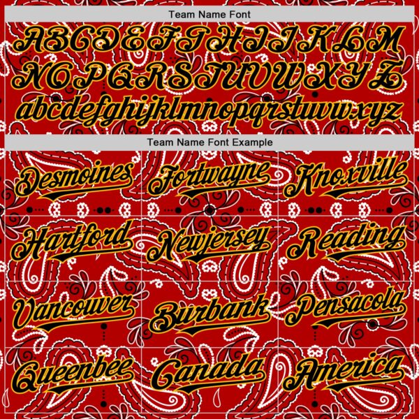 Custom Red Black-Gold 3D Pattern Design Rave Party Paisley Bandana Authentic Baseball Jersey