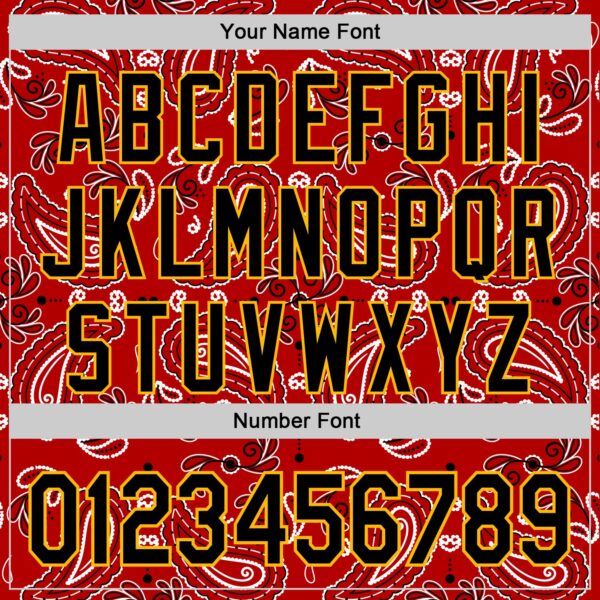 Custom Red Black-Gold 3D Pattern Design Rave Party Paisley Bandana Authentic Baseball Jersey