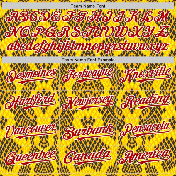 Custom Yellow Red Black-White 3D Pattern Design Rave Party Animal Snake Python Print Authentic Baseball Jersey