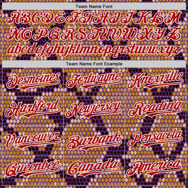 Custom Purple Red-White 3D Pattern Design Rave Party Animal Snake Python Print Authentic Baseball Jersey