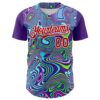 Custom Purple Red-White 3D Pattern Design Rave Party Trippy Laser Fluid Authentic Baseball Jersey