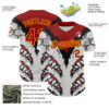 Custom White Red-Yellow 3D Pattern Design Burner Costumes Shark Teeth Authentic Baseball Jersey