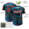Custom Black Red-White 3D Pattern Design Burner Costumes Horror Skull Authentic Baseball Jersey