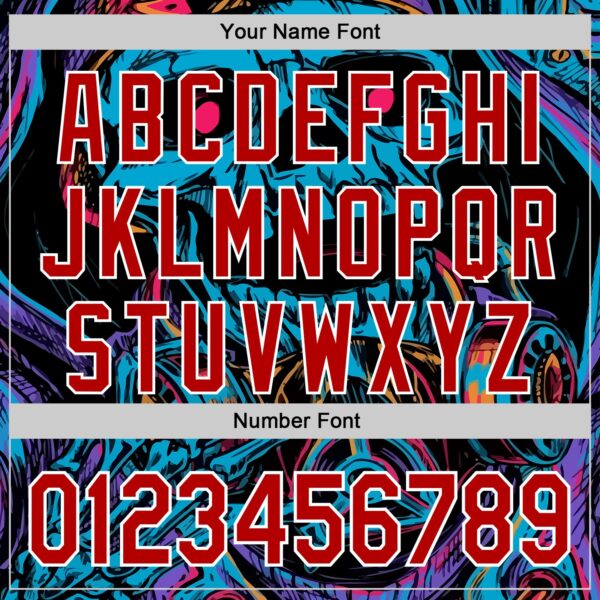 Custom Black Red-White 3D Pattern Design Burner Costumes Horror Skull Authentic Baseball Jersey