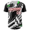 Custom Black White-Red 3D Pattern Design Burner Costumes Skull Authentic Baseball Jersey