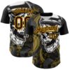 Custom Black Brown Yellow-White 3D Pattern Design Burner Costumes Skull Authentic Baseball Jersey