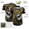 Custom Black Brown Yellow-White 3D Pattern Design Burner Costumes Skull Authentic Baseball Jersey